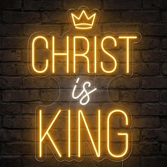 Christ is King Set Neon LED Sign – 7 Designs, USB or 12V | Christian Decor