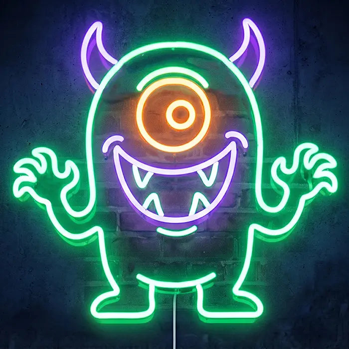 Monster Bob Neon LED Schild – Dimmbar mit Fernbedienung | Monster Kinderzimmer Deko
