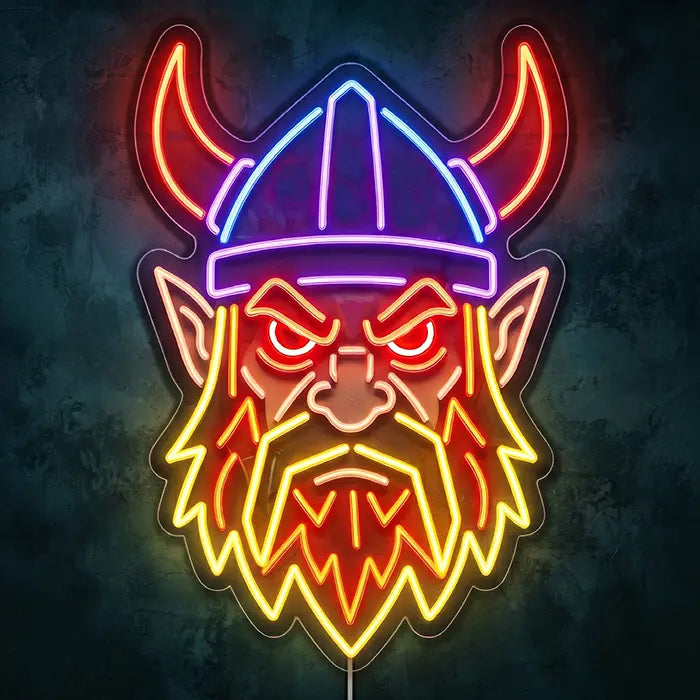 Böser Wikinger Neon LED Schild – Dimmbar mit Fernbedienung | Wikinger Männerhöhle Deko