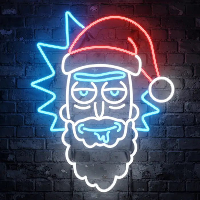 Santa Rick Neon LED Sign – Dimmable with Remote | Rick and Morty Christmas Decor