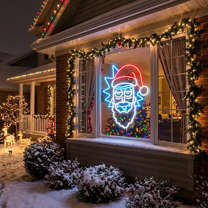 Santa Rick Neon LED Sign – Dimmable with Remote | Rick and Morty Christmas Decor