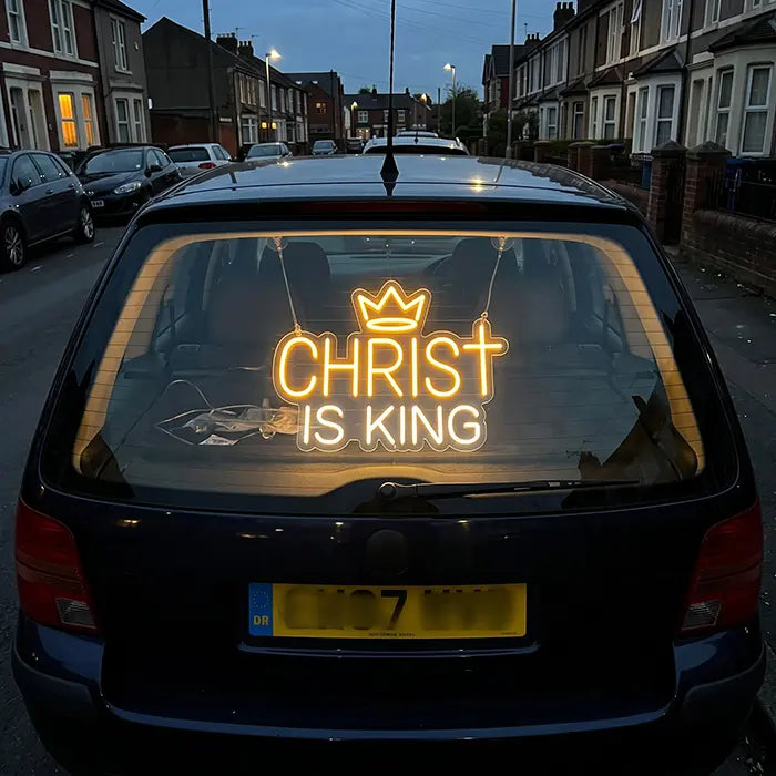 Christ is King Set Neon LED Sign – 7 Designs, USB or 12V | Christian Decor