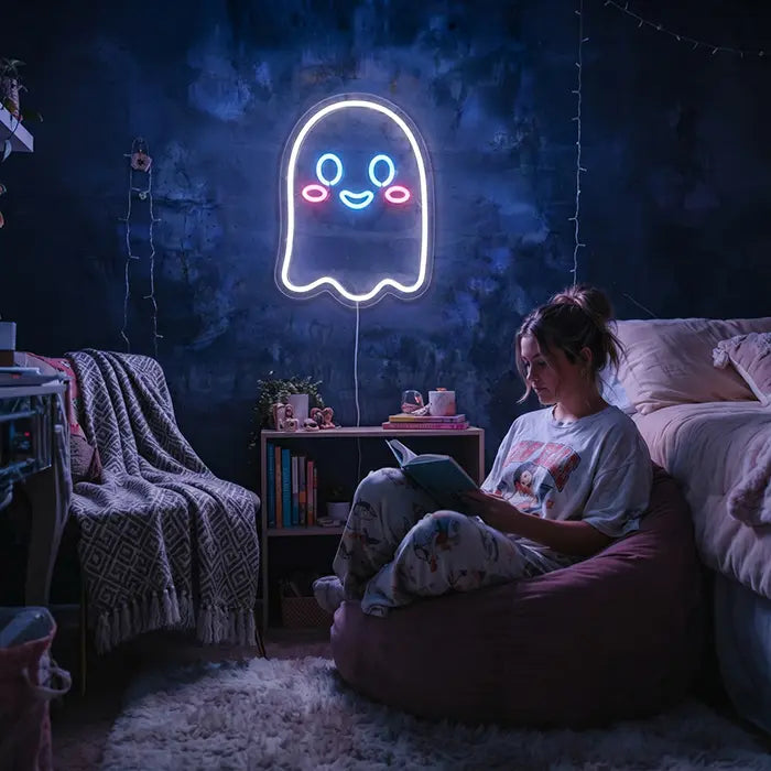 Happy Spuck Set Neon LED Schild – 9 Motive, dimmbar | Halloween Kinderzimmer Deko