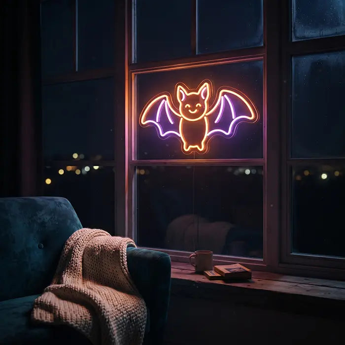 Happy Spuck Set Neon LED Schild – 9 Motive, dimmbar | Halloween Kinderzimmer Deko