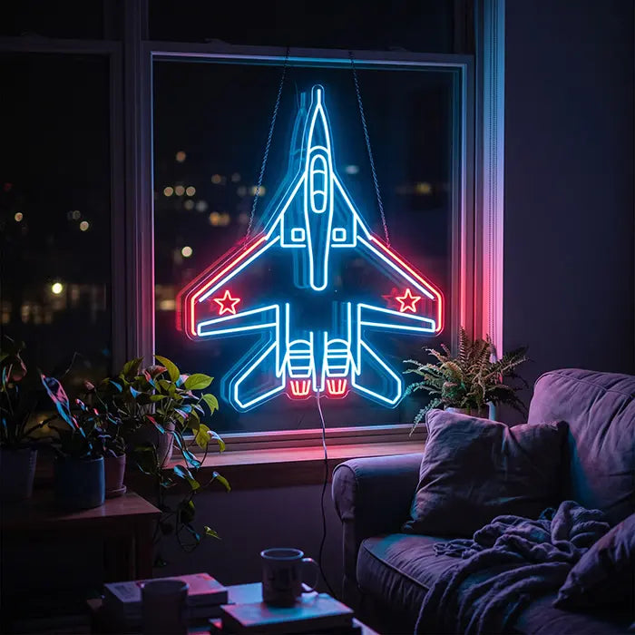 MiG-29 Fighter Jet Set Neon LED Sign – 4 Designs, Dimmable | Aviation Decor
