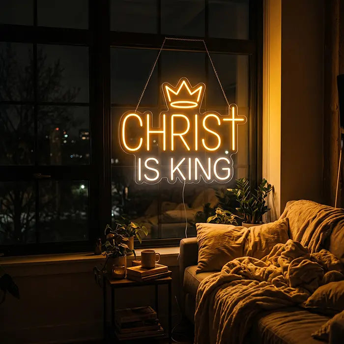 Christ is King Set Neon LED Sign – 7 Designs, USB or 12V | Christian Decor