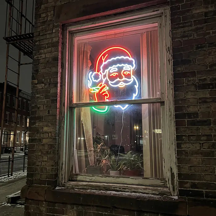 Stoner Santa Neon LED Sign – Dimmable with Remote | Funny Christmas Decor