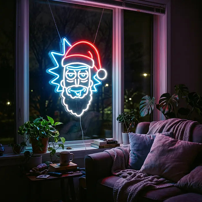 Santa Rick Neon LED Sign – Dimmable with Remote | Rick and Morty Christmas Decor