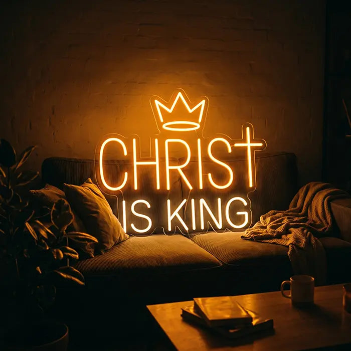 Christ is King Set Neon LED Sign – 7 Designs, USB or 12V | Christian Decor