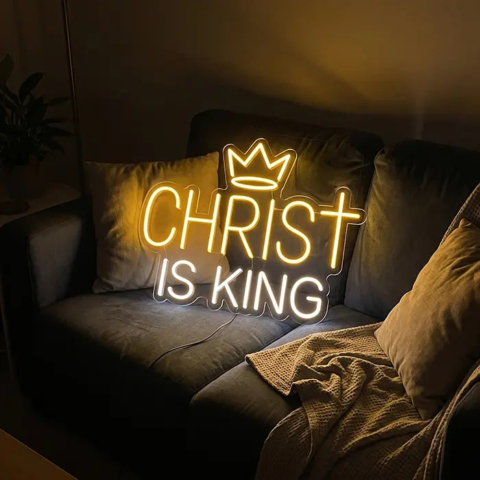 Christ is King Set Neon LED Sign – 7 Designs, USB or 12V | Christian Decor