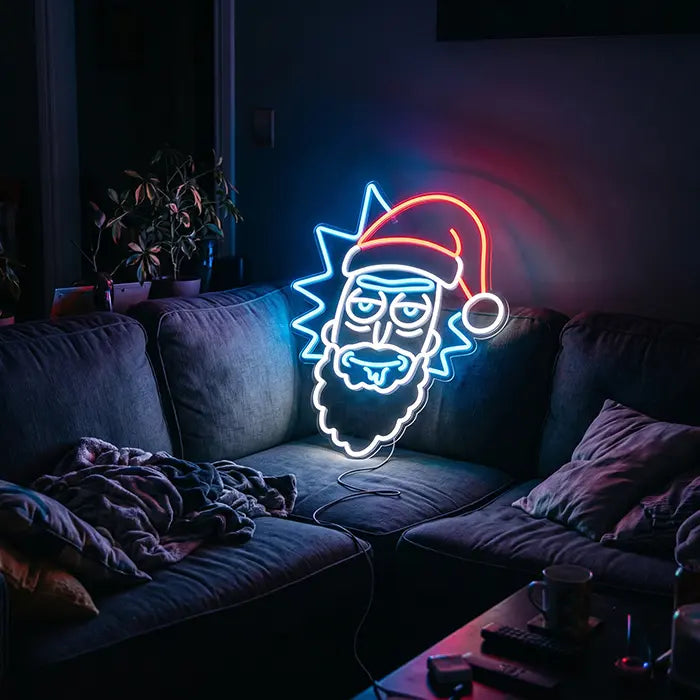 Santa Rick Neon LED Sign – Dimmable with Remote | Rick and Morty Christmas Decor