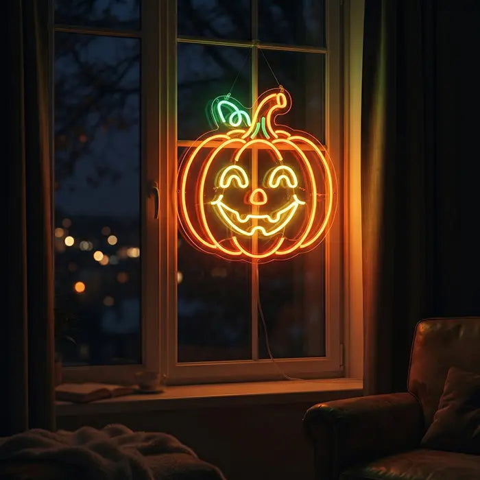 Happy Spuck Set Neon LED Schild – 9 Motive, dimmbar | Halloween Kinderzimmer Deko