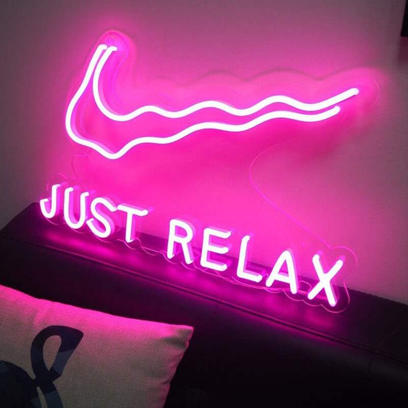 Just Relax XXL Neon LED Schild beleuchtet – Yoga Studio Wand Deko