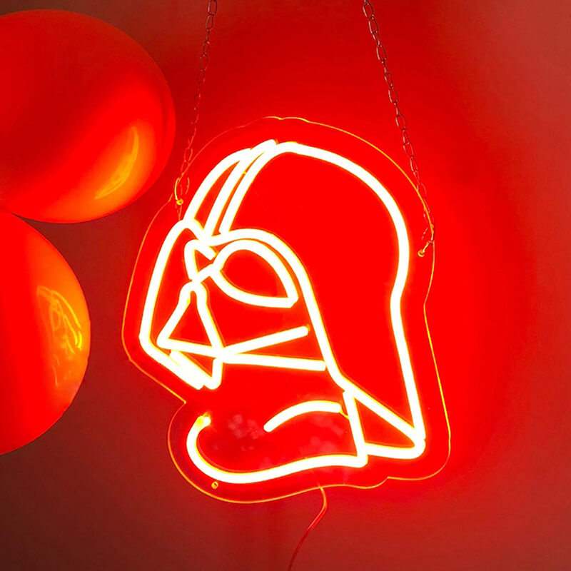 Star Wars Neon LED Schild – Darth Vader Helm als handgefertigte Wanddeko für Fans