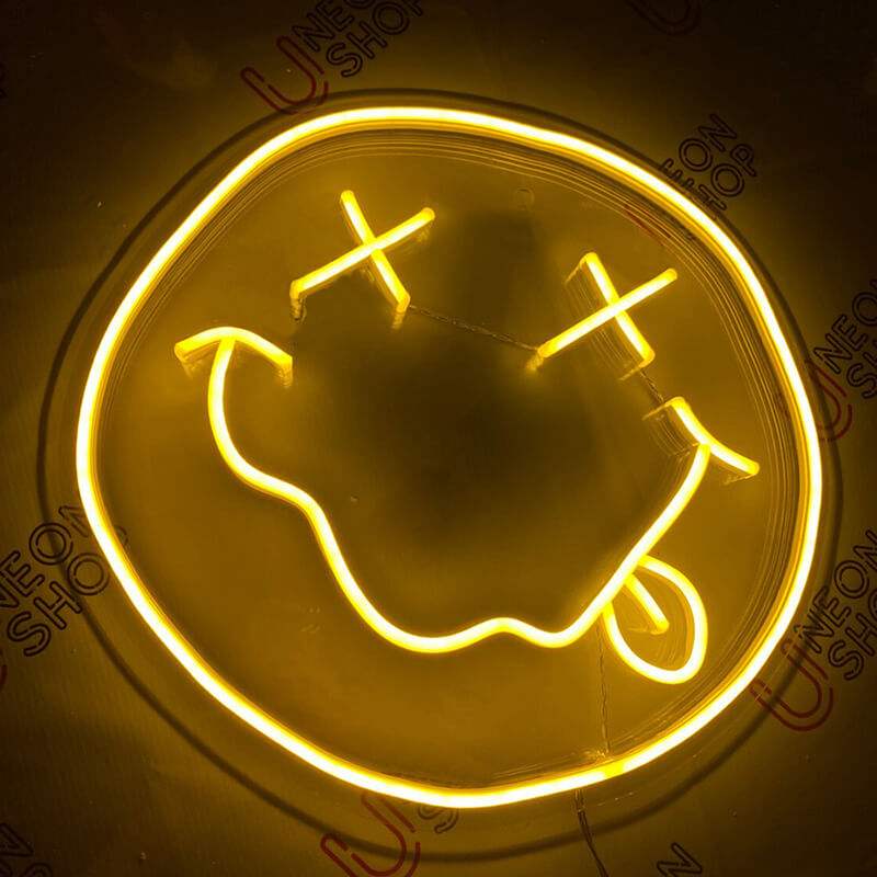 Crazy Smiley Neon LED Schild USB – Fun Wanddeko mit verrücktem Smiley-Gesicht