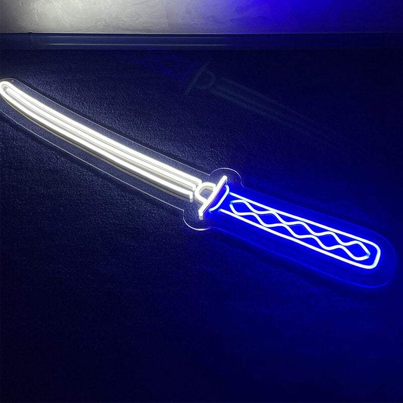 Samurai Katana LED Schild 6mm Acrylplatte – Wanddeko fürs Kampfsport-Studio