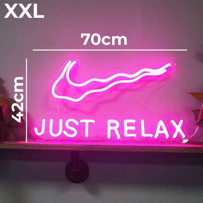 Just Relax XXL Neon LED Schild auf 6mm Acrylplatte – Café und Eventlocation Statement