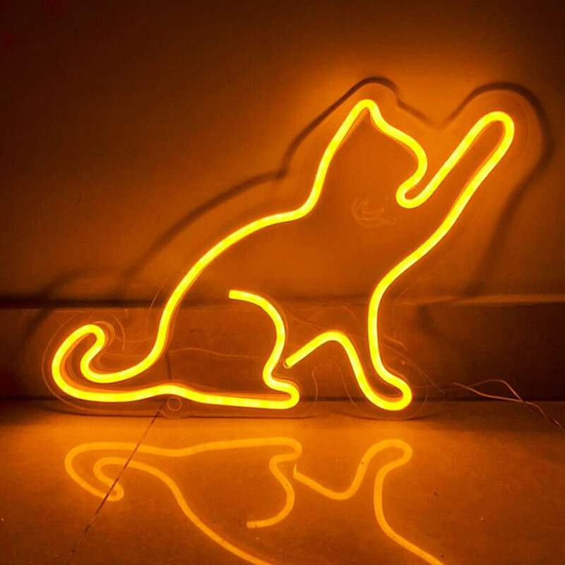 Katze Neon LED Schild USB – Kawaii Tierliebhaber Wanddeko Wohnzimmer