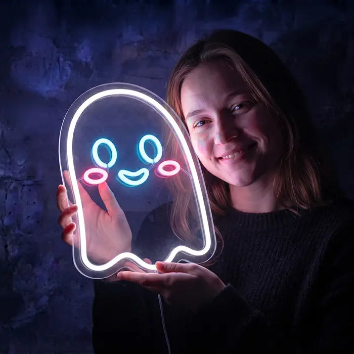 Bubu der kleine Geist Neon LED Schild – USB, dimmbar | Kinderzimmer Halloween Deko