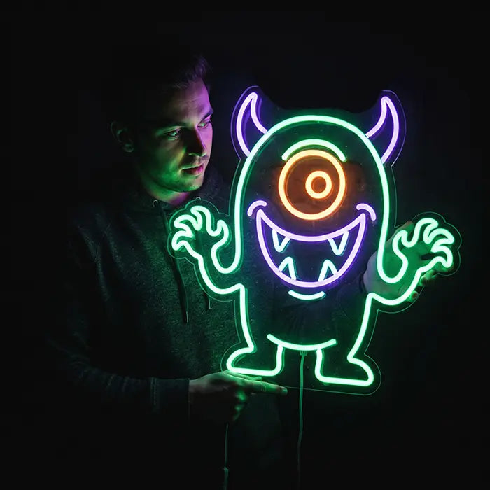 Monster Bob Neon LED Schild – Dimmbar mit Fernbedienung | Monster Kinderzimmer Deko