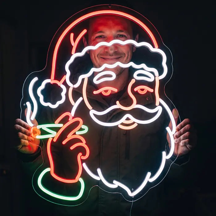 Stoner Santa Neon LED Sign – Dimmable with Remote | Funny Christmas Decor