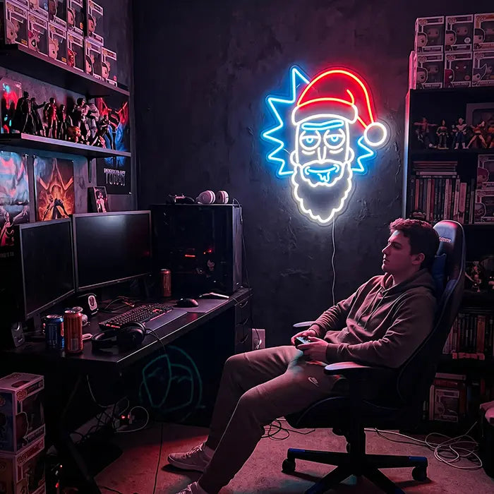 Santa Rick Neon LED Sign – Dimmable with Remote | Rick and Morty Christmas Decor