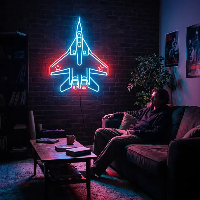 MiG-29 Fighter Jet Set Neon LED Sign – 4 Designs, Dimmable | Aviation Decor