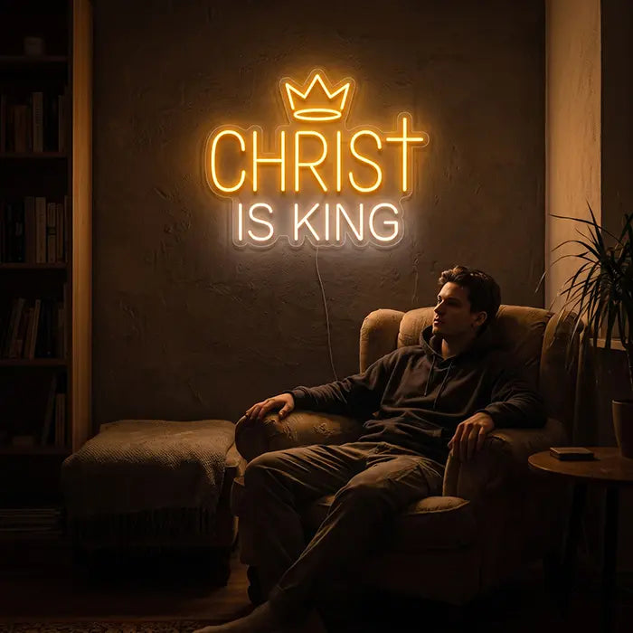 Christ is King Set Neon LED Sign – 7 Designs, USB or 12V | Christian Decor