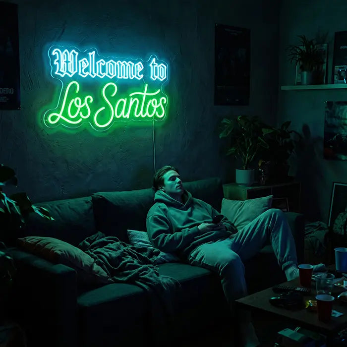 Los Santos Set Neon LED Sign – 2 Designs, USB or 12V | GTA Gaming Decor