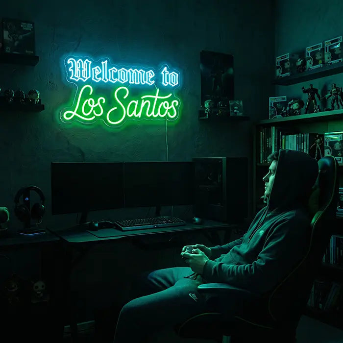 Los Santos Set Neon LED Sign – 2 Designs, USB or 12V | GTA Gaming Decor