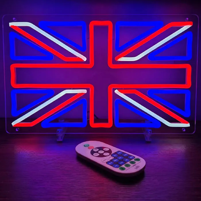 Union Jack & England Flag Neon LED Sign | Dimmable Wall Decor for Home