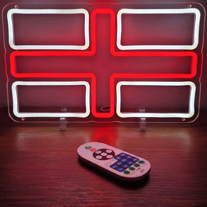 Union Jack & England Flag Neon LED Sign Set – Dimmable, USB or 12V | Fan Wall Decor