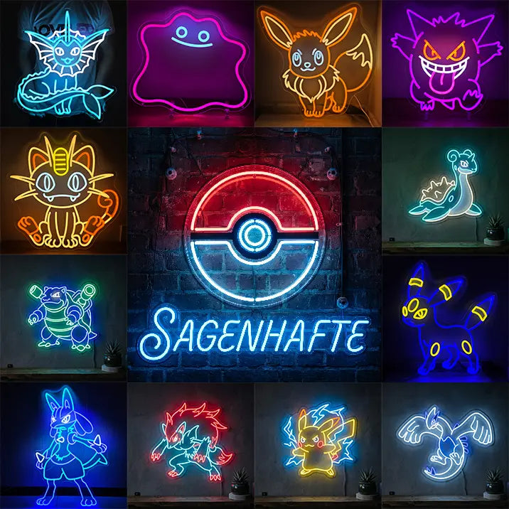 Sagenhafte Pokémon Neon LED Schilder – USB & 12V Leuchtschilder | Pokémon Sammler Set