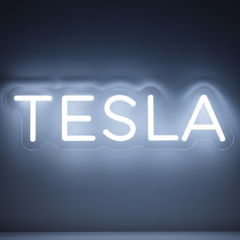 Tesla Neon LED Schild USB – Elektroauto Fan und EV Garagen Deko