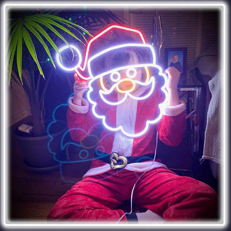 Weihnachtsmann LED Leuchtschild beleuchtet – traditionelle Santa-Figur Wanddeko