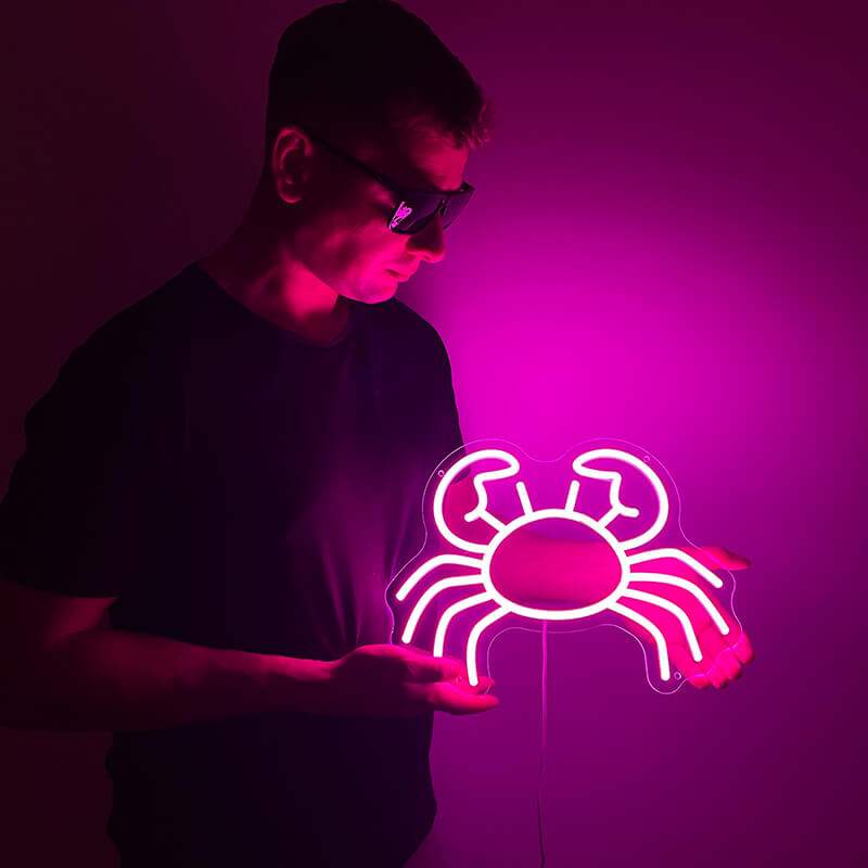 Pinke Krabbe LED Wanddeko – Geschenkidee für Meeresliebhaber