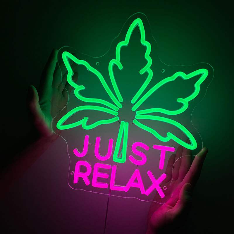 Just Relax Pink Neon LED Schild auf 6mm Acrylplatte – Spa und Massage Studio Deko