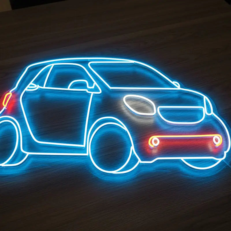 SMART Auto Neon Art – Wanddeko in Blau-Orange fürs Mancave