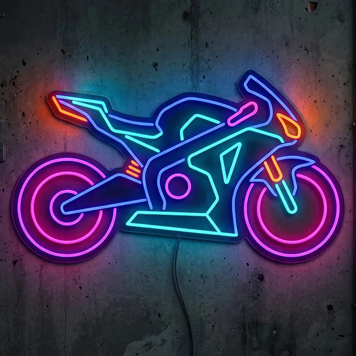 Cyber Bike Neon LED Schild – futuristisches Motorrad als Wanddeko für Biker & Gamer
