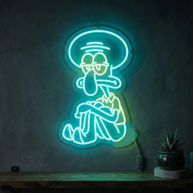 Patrik BumBum Neon LED Schild – handgefertigte XL-Wanddeko für Cartoon-Fans