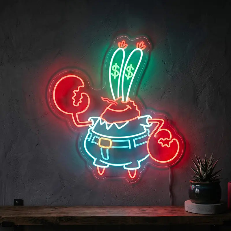 Depri Thaddäus Neon LED Schild 12V – XL Cartoon-Charakter als Wanddeko fürs Wohnzimmer