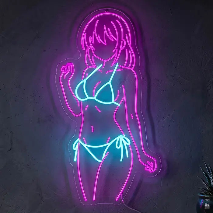 Neon Bunny LED Schild – sexy Pin-Up Bunny Girl als Wanddeko für Männerhöhle