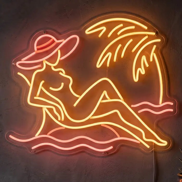 Beach Vibes LED Kollektion – handgefertigte Strand & Sommer Neonschilder auf 6 mm Acrylglas
