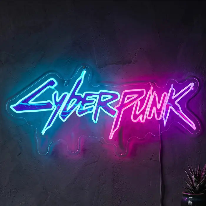CYBERPUNK Neon LED Schild 12V – Sci-Fi Schriftzug als Gaming-Wanddeko