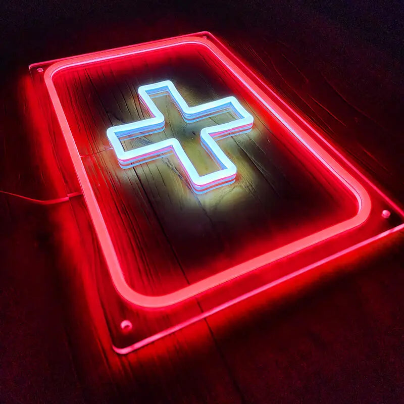 Schweiz Flagge Neon Licht – Geschenkidee für Schweizer Fans