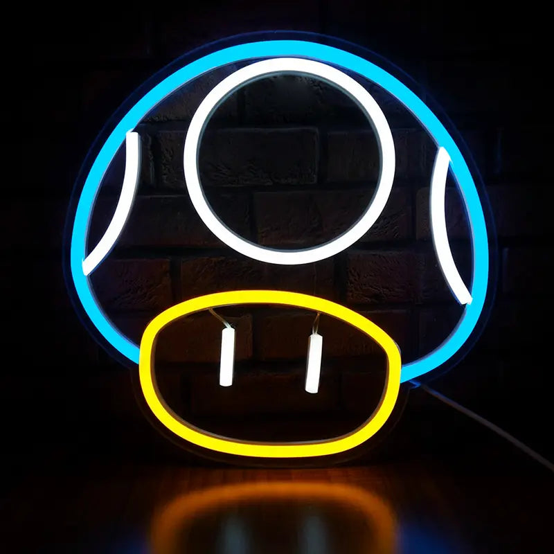 Super Mario Toad Pilz LED Leuchtschild beleuchtet – Gamer Zimmer Beleuchtung