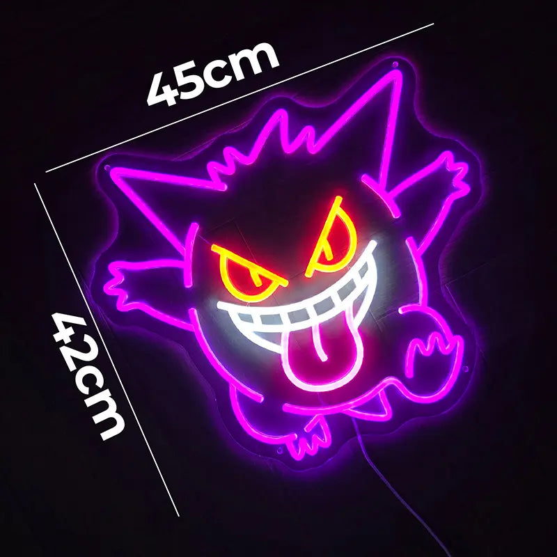 Gengar Crazy LED Leuchte 6mm Acrylplatte – violette Pokémon Deko fürs Jugendzimmer