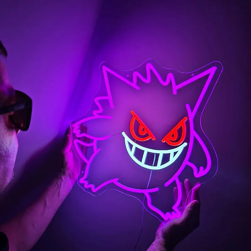 Gengar Epic LED Leuchtschild beleuchtet – Gaming Deko Pokémon Wandbild