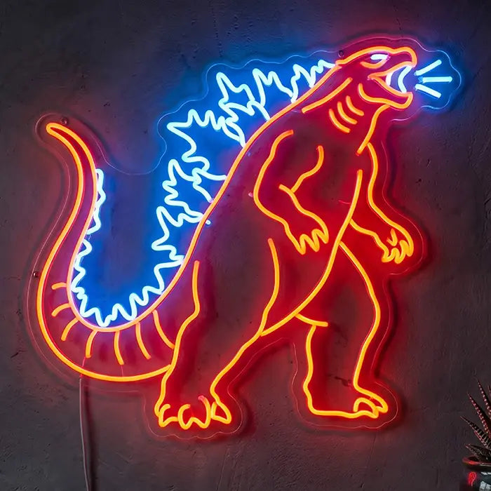 Godzilla Die Zerstörung des Mondes Neon LED Schild – Japan Art Style