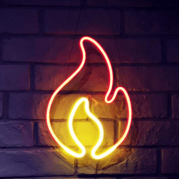 Feuerflamme Neon LED Schild USB – Energy Deko für Gaming Zimmer